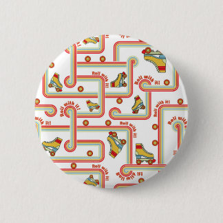 Retro Roller Skate Pattern Round Button