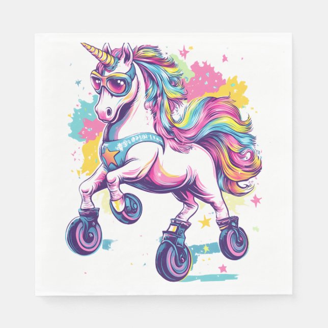 Retro Roller Skate Unicorn (1) Napkin (Front)
