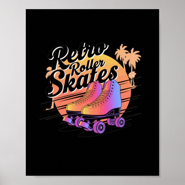 Retro Roller Skates - 80s Vibes Sticker  Poster (Front)