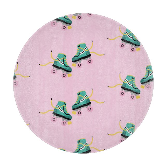 Retro roller skates: pink pattern. cutting board (Front)