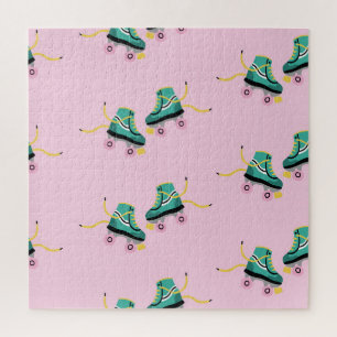 Retro roller skates: pink pattern. jigsaw puzzle