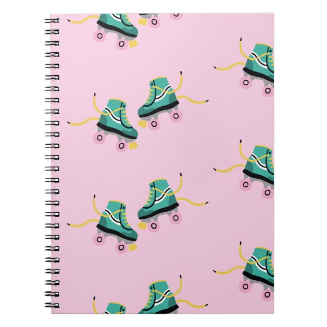 Retro roller skates: pink pattern. notebook (Front)
