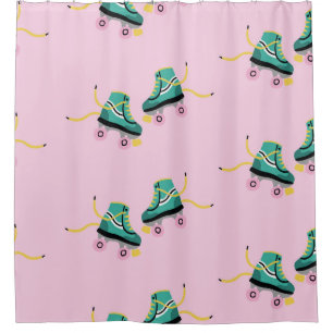 Retro roller skates: pink pattern. shower curtain