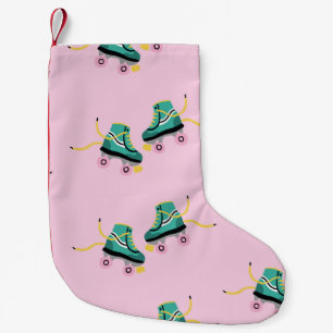 Retro roller skates: pink pattern. small christmas stocking