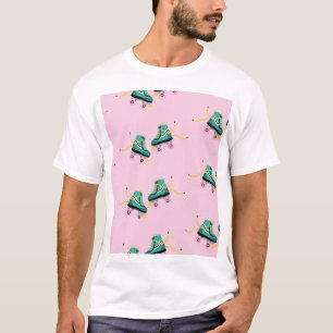 Retro roller skates: pink pattern. T-Shirt