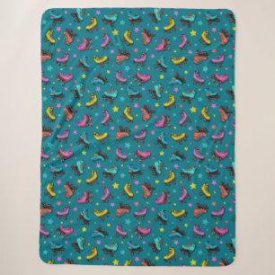 Retro Roller Skates & Stars Sherpa Blanket