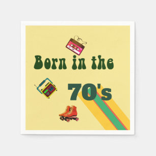 Retro Roller Skates Tapes 50th Birthday 70s Napkin
