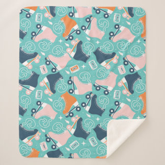 Retro Roller Skates: Vintage Cassette Sherpa Blanket