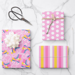 Retro Roller Skates Wrapping Paper Set of 3