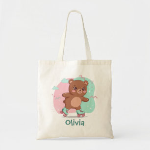 Retro Roller Skating Baby Bear Tote Bag