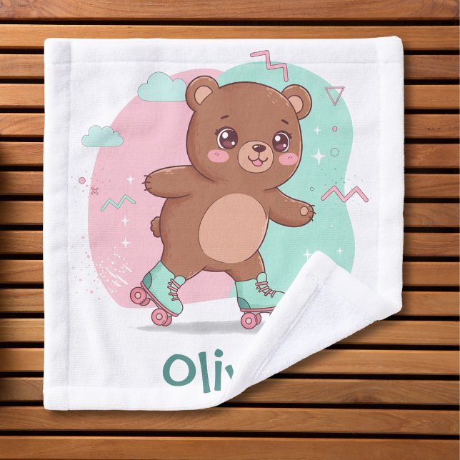 Retro Roller Skating Baby Bear Wash Cloth (Creator Uploaded)