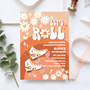 Retro Roller Skating Birthday Invitation