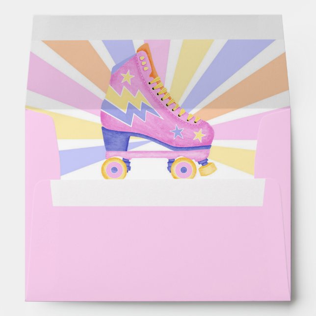 Retro Roller Skating Birthday Party Envelope (Back (Bottom))