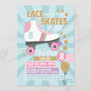 Retro Roller Skating Birthday Party Invitation