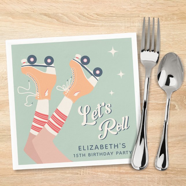 Retro Roller Skating Birthday Party Napkin (Creator Uploaded)