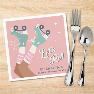 Retro Roller Skating Birthday Party Napkin