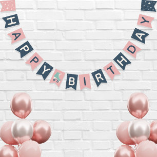 Retro Roller Skating Birthday Party Pink Bunting