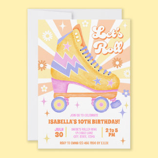 Retro Roller Skating Party Invitation