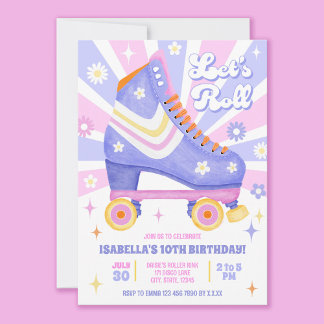 Retro Roller Skating Party Invitation