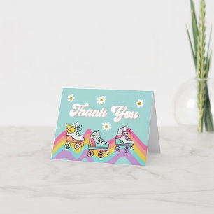 Retro Roller Skating Rainbow Birthday Thank You