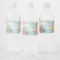 Retro Roller Skating Rainbow Birthday Water Labels