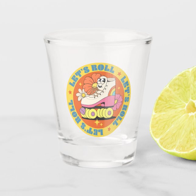 Retro Roller Skating  Shot Glass (Front)