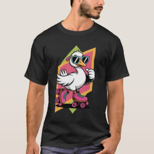 Retro Roller Skating Silly Goose Funny Meme T-Shirt