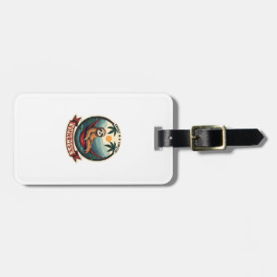 Retro Roller Sloth Vintage Skating Vector Art Luggage Tag