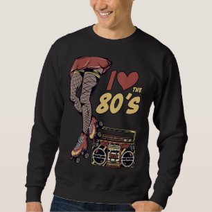 Retro Rollerskates  80's Roller Disco Skating Girl Sweatshirt