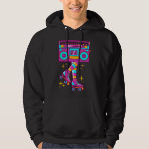 Retro Rollerskates Funny 80's Roller Disco Skating Hoodie