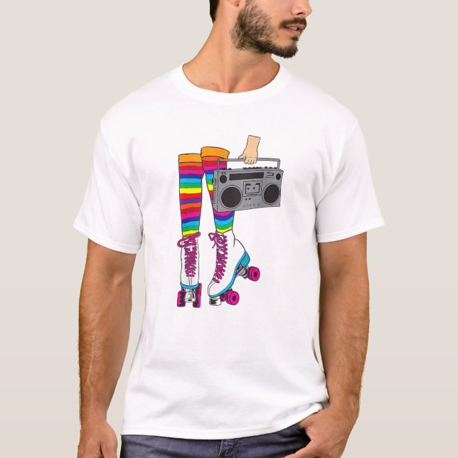 Retro Rollerskates Funny 80'S Roller Disco Skating T-Shirt (Front)