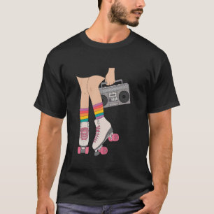 Retro Rollerskates Funny 80's Roller Disco Skating T-Shirt