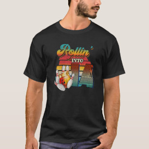 Retro Rollin Into 14 Bowling Birthday Girl Bowling T-Shirt