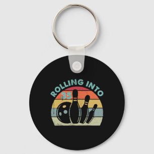 Retro Rolling In To 35 Vintage Bowling Bowler 35th Key Ring
