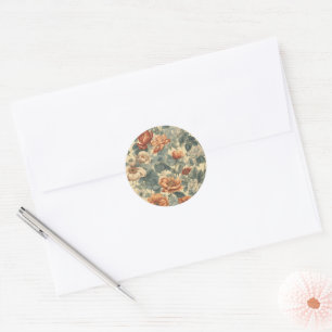 Retro Romance: Antique Flower Designs Classic Round Sticker