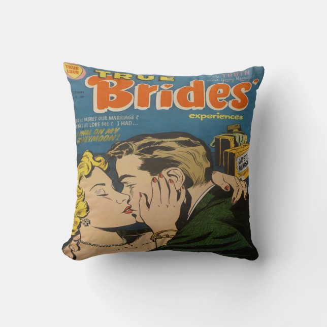 Retro Romance Comic Book Decorative Throw Pillows (Front)