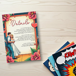 Retro Romantic Bride And Groom Dance Comic Wedding Enclosure Card