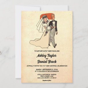 Retro Romantic Couple 50s Comic Book Wedding Invitation