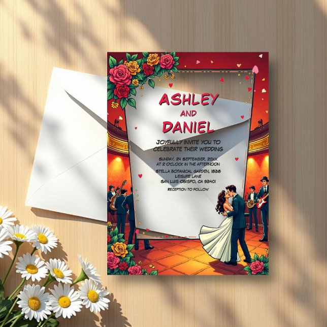 Retro Romantic Couple Comic Book Style Wedding Acrylic Invitations (Creator Uploaded)