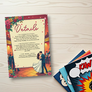 Retro Romantic Couple Comic Book Style Wedding Enclosure Card
