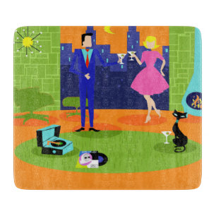 Retro Romantic Evening Couple Cutting Board
