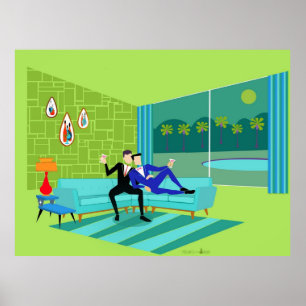 Retro Romantic Gay Couple  Poster