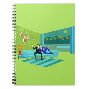 Retro Romantic Gay Couple Spiral Notebook