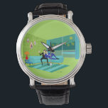 Retro Romantic Gay Couple Watch<br><div class="desc">This Retro Romantic Gay Couple eWatch design is simply fabulous! The 1960s style, minimalist art design features an attractive couple enjoying a romantic evening. They are snuggled up on their beautiful, modern turquoise sectional, in their Palm Springs home. The sophisticated, lime green room prominently features a sloped green stone wall, on...</div>