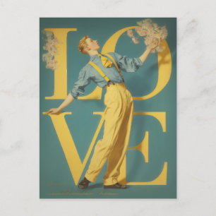 Retro Romantic LOVE Postcard