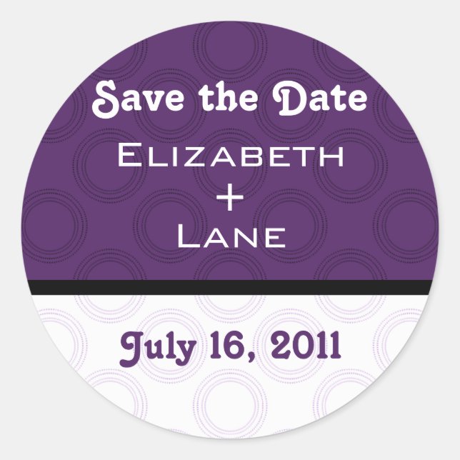 Retro Romantic Save the Date Stickers (Front)