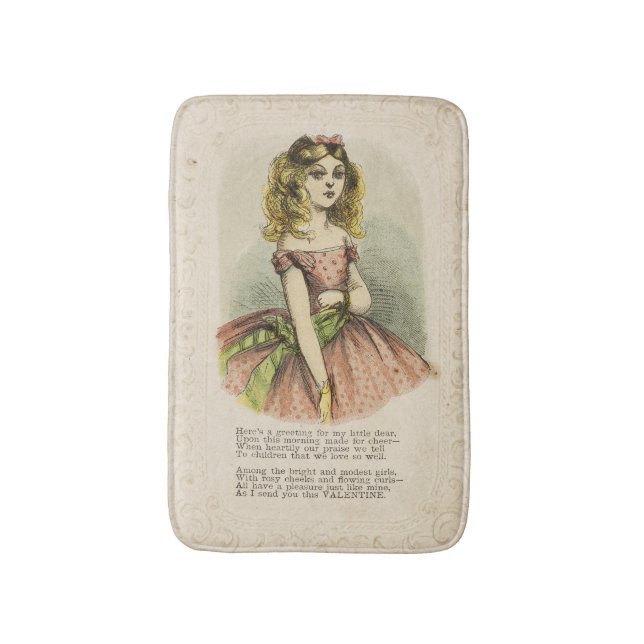 Retro Romantic Valentine's Day Card, 19th century Bath Mat (Front Vertical)