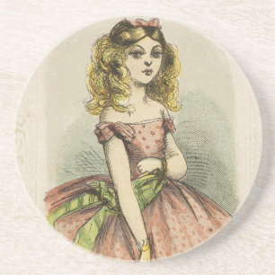 Retro Romantic Valentine's Day Card, 19th century Coaster