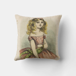 Retro Romantic Valentine's Day Card, 19th century Cushion