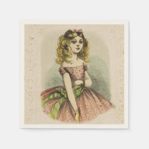 Retro Romantic Valentine's Day Card, 19th century Napkin